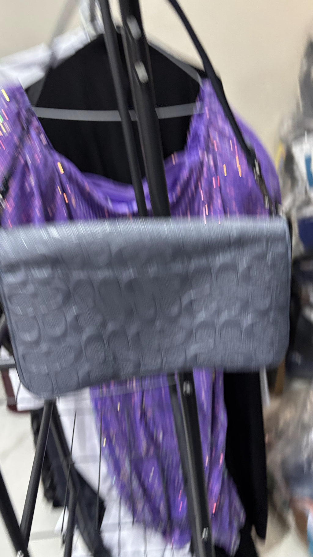 COACH NEW YORK Steel Blue Embossed Leather Shoulder Bag