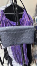 COACH NEW YORK Steel Blue Embossed Leather Shoulder Bag