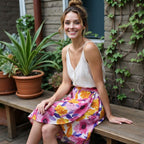 Esmara Multi-Floral Painterly Print Crinkle Midi Skirt