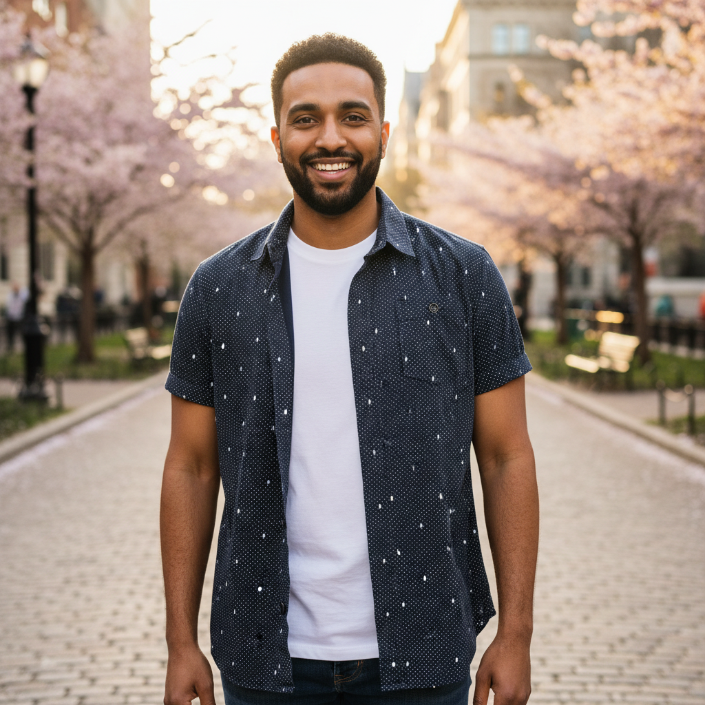 Lucid Apparel Boys Navy Polka Dot Short Sleeve Shirt
