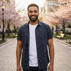 Lucid Apparel Boys Navy Polka Dot Short Sleeve Shirt