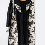 Women's Black and Silver Floral Patterned Long Abaya