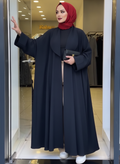 warehouse Deep Navy Blue Crinkle Crepe Open-Front Floor-Leng