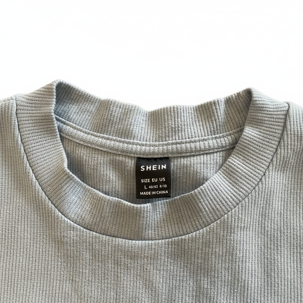 SHEIN Light Blue Ribbed Crew Neck Crop Top - Size L
