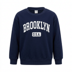 SHEIN Navy Blue Kids Brooklyn USA Graphic Crewneck Sweatshir