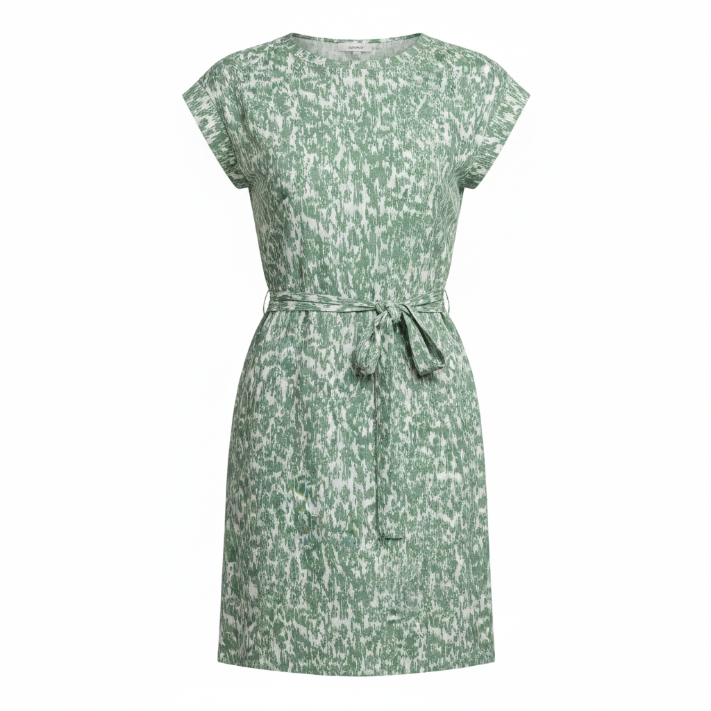 Esmara Green & White Patterned Cotton Tie-Waist Dress