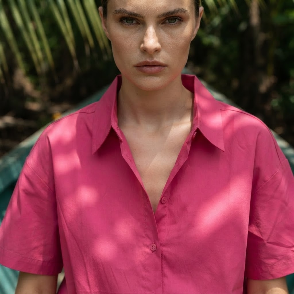 SHEIN Fuchsia Pink Relaxed Short Sleeve Shirt & Shorts Co-or