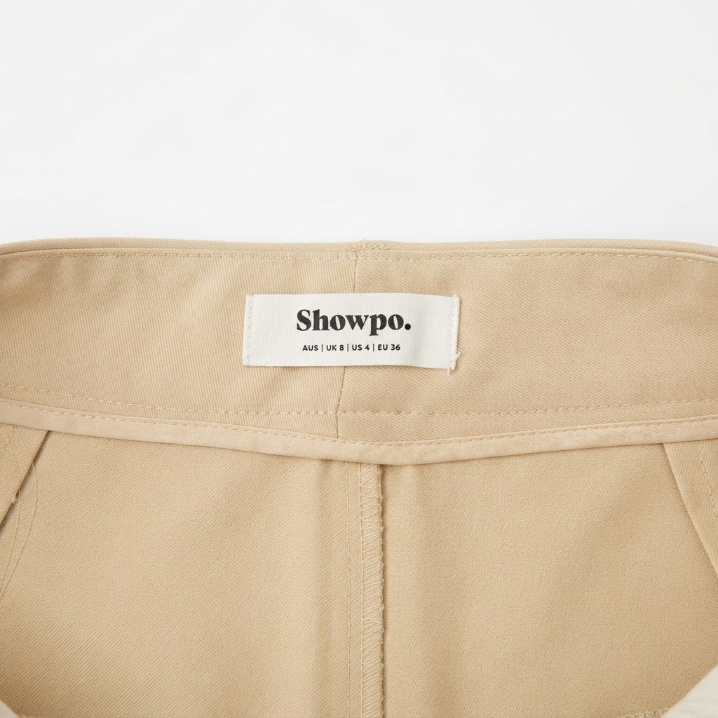 Women's Beige High-Waisted Wide-Leg Trousers