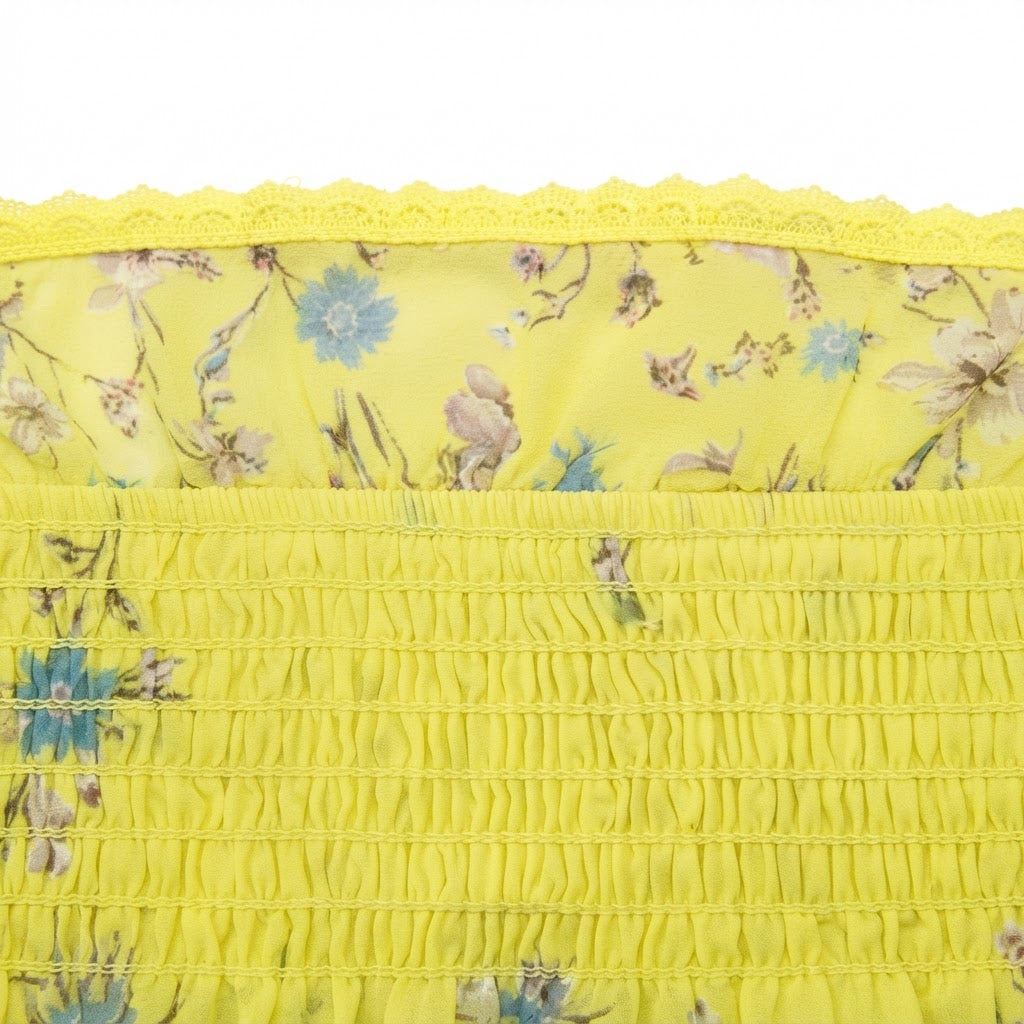 Women's Yellow Floral Off-The-Shoulder Ruffle Top