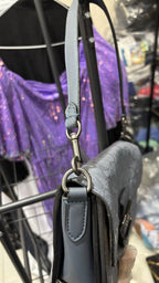 COACH NEW YORK Steel Blue Embossed Leather Shoulder Bag