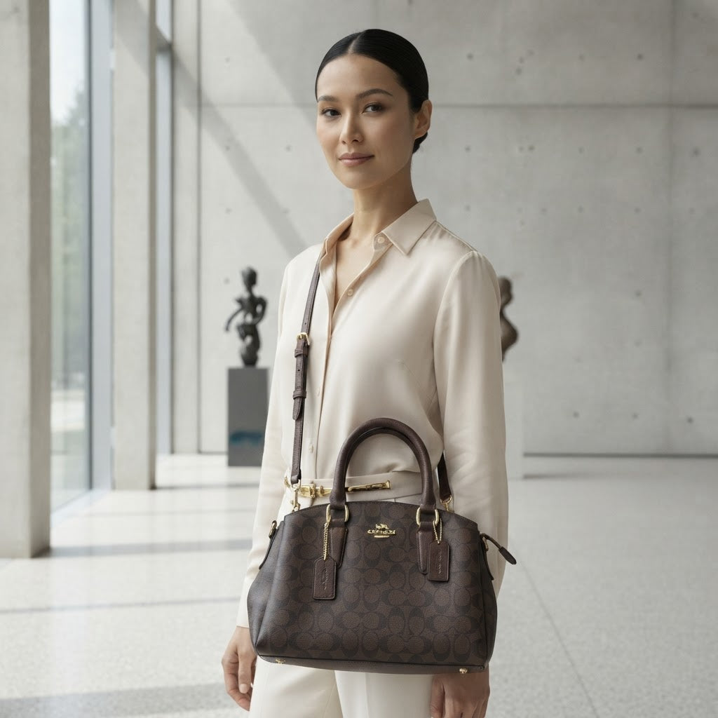 COACH NEW YORK Coach Signature Monogram Brown Satchel