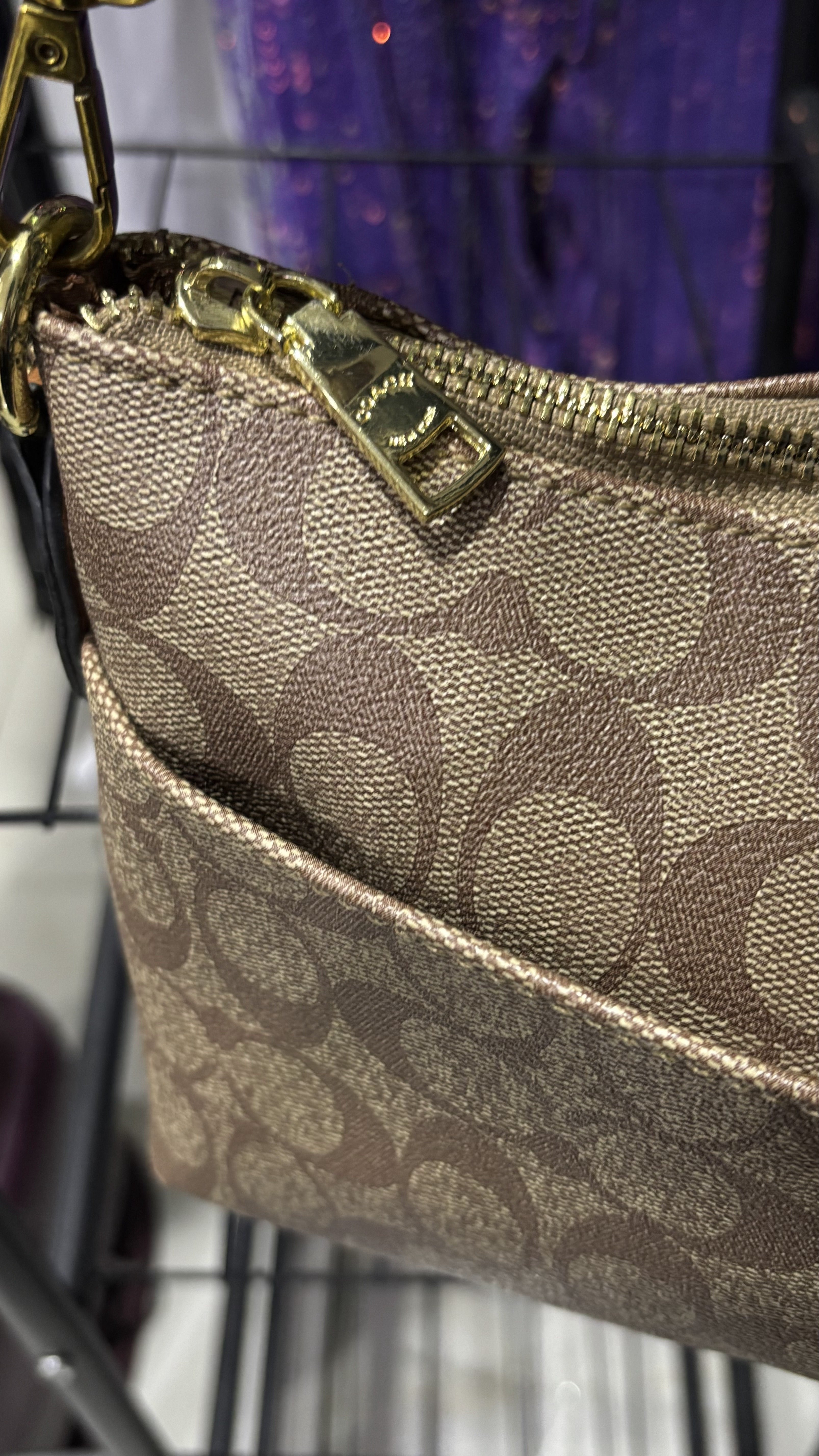 COACH Brown Monogram Coated Canvas Crossbody Bag