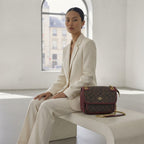 COACH NEW YORK Burgundy Monogram Coated Canvas Crossbody Bag