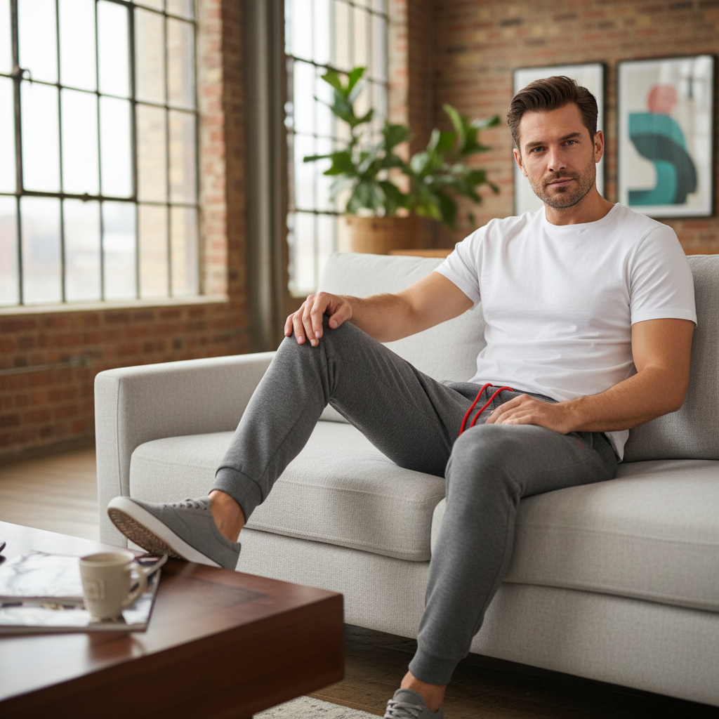 Crivit Men's Grey Cotton Jogger Sweatpants