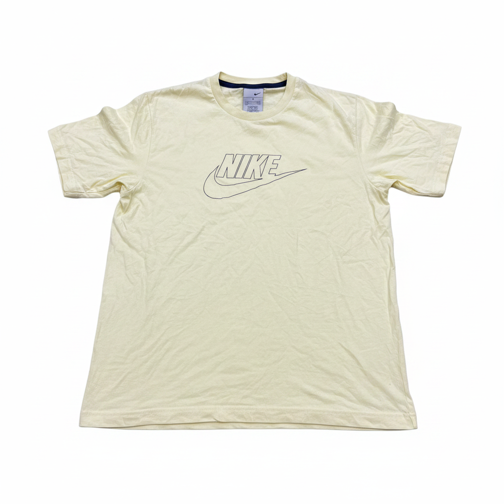 Nike Men's Pale Yellow Graphic Logo T-Shirt - Size M