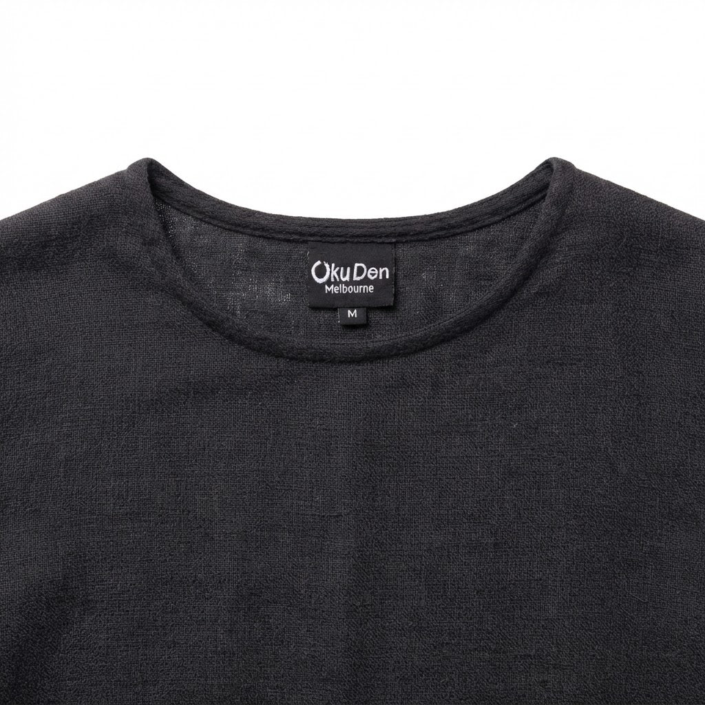 Women's Charcoal Short-Sleeved Textured Woven Top