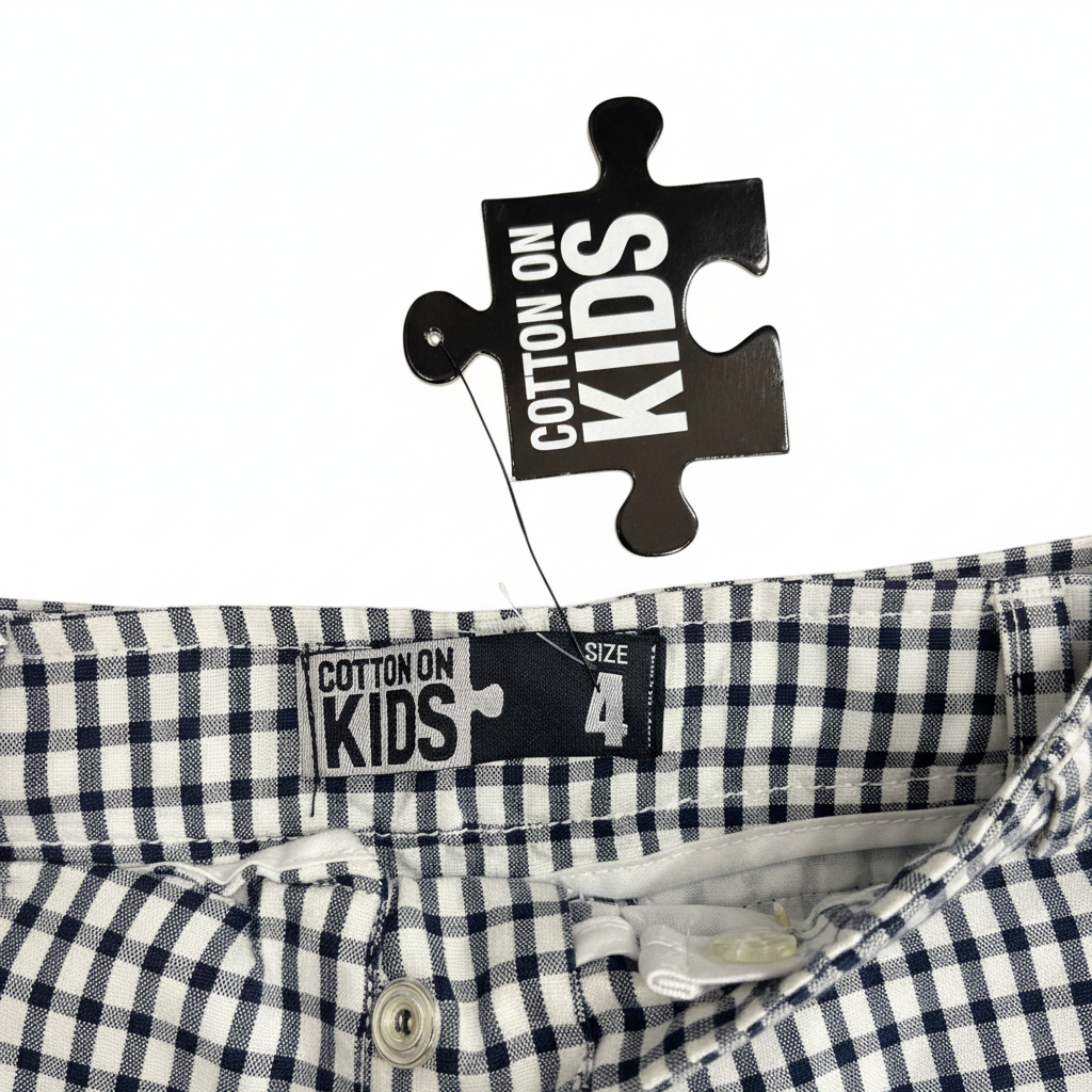 COTTON ON KIDS Kids Navy and White Gingham Tailored Shorts