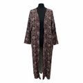 SHEIN Women's Brown Geometric Print Long Kimono Robe