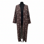 SHEIN Women's Brown Geometric Print Long Kimono Robe