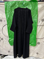 Black Botanical Jacquard Panel Men's Long Kurta