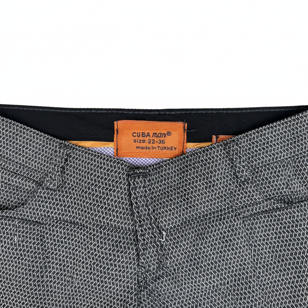 CUBA man® Men's Grey Micro-Pattern Slim-Fit Tailored Trouser