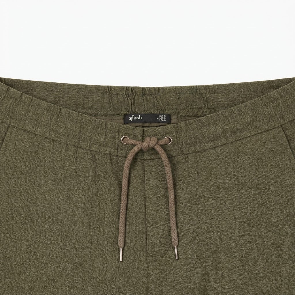 Splash Women's Olive Green Linen Blend Cargo Shorts