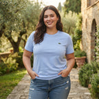 Women's Light Blue Relaxed Cotton Crew Neck T-Shirt