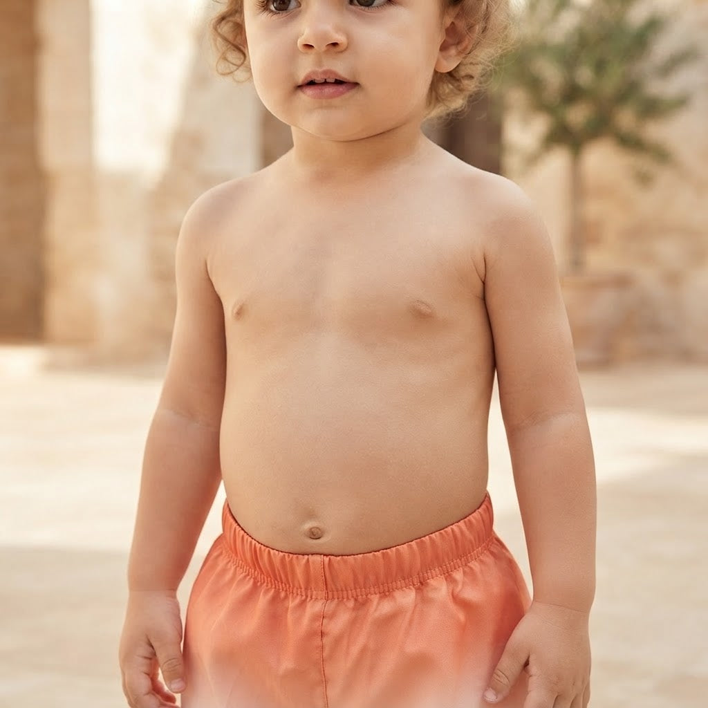 SHEIN Coral Ombré Toddler Pull-on Shorts with Elasticated Wa