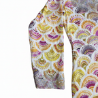 Women's Embellished Scallop Print Long Sleeve Kaftan Dress