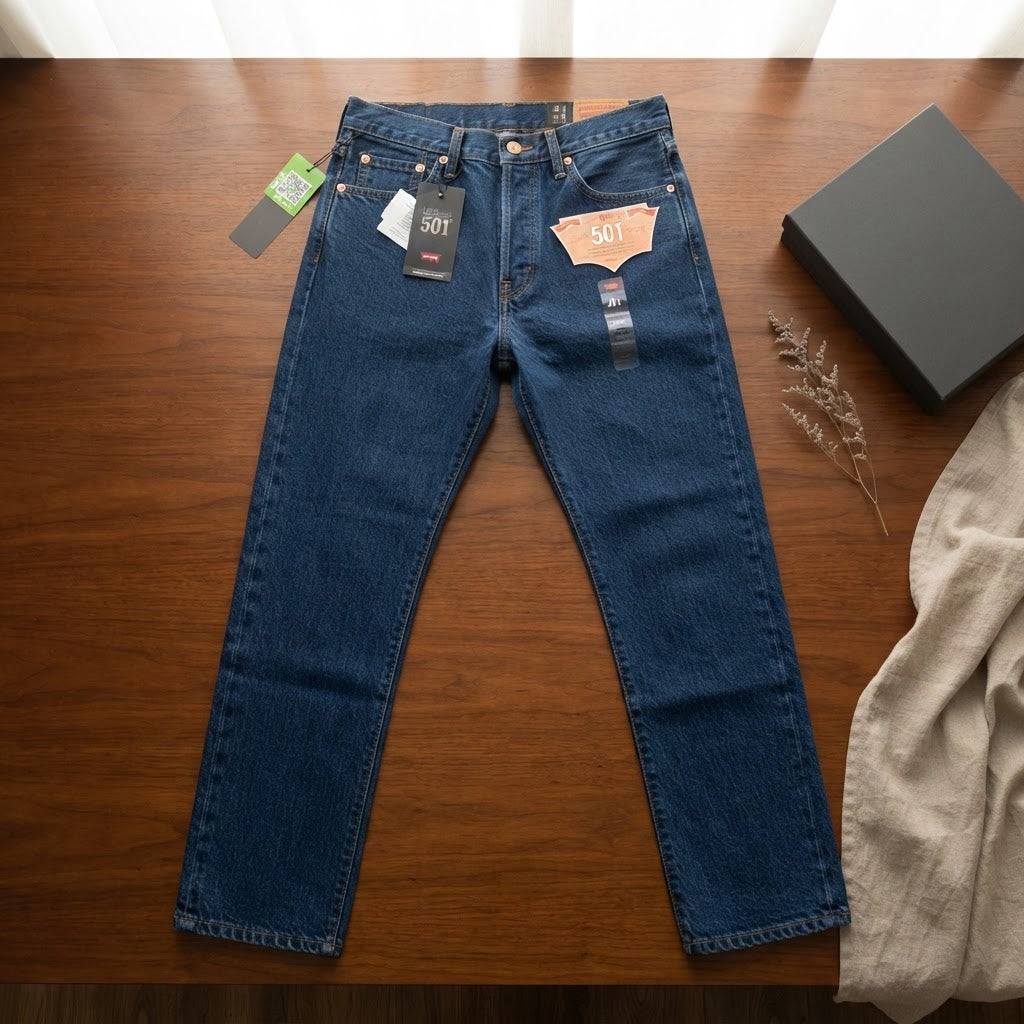 Levi's Levi's 501 Indigo Blue Straight Leg Button-Fly Jeans