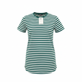 Max Women's Green & White Striped Crew Neck T-Shirt Size S