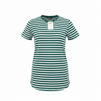 Max Women's Green & White Striped Crew Neck T-Shirt Size S