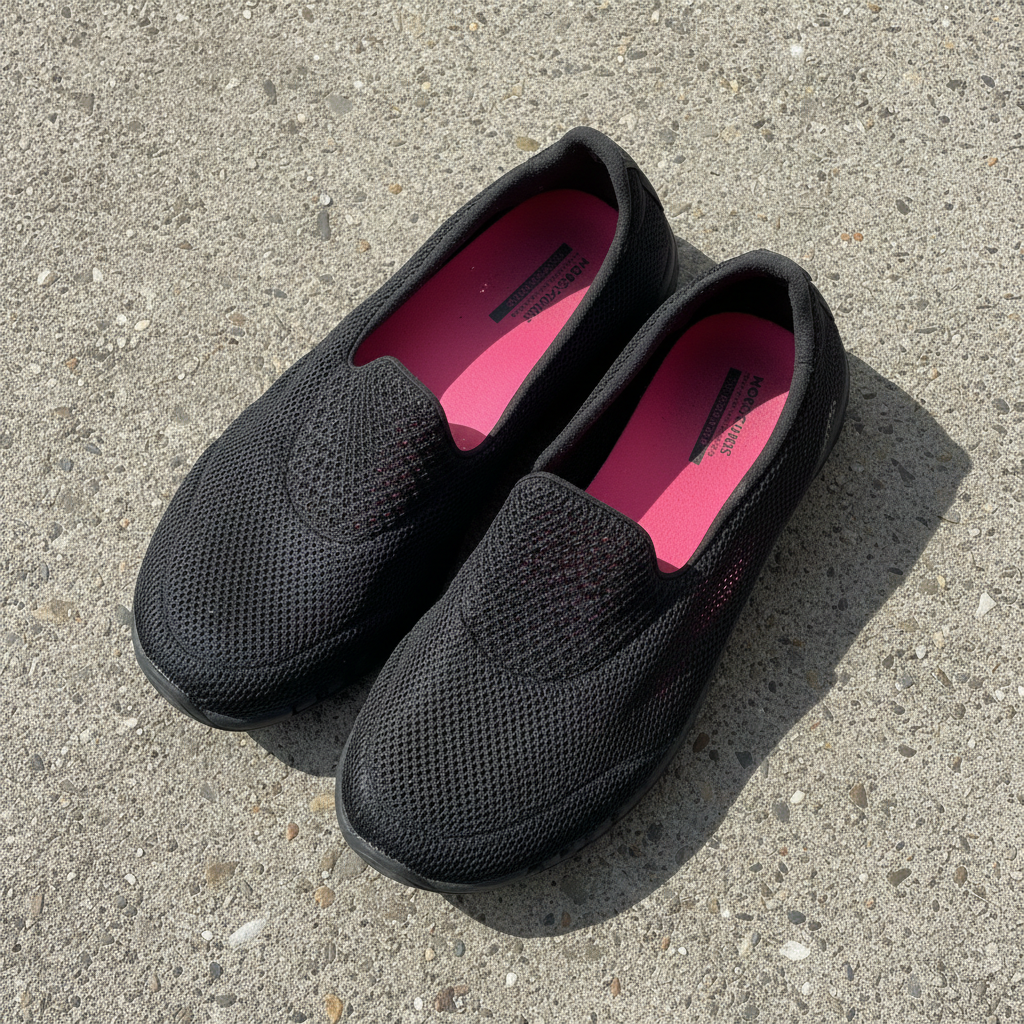 Sketchers Black Mesh Slip-On Walking Sneakers