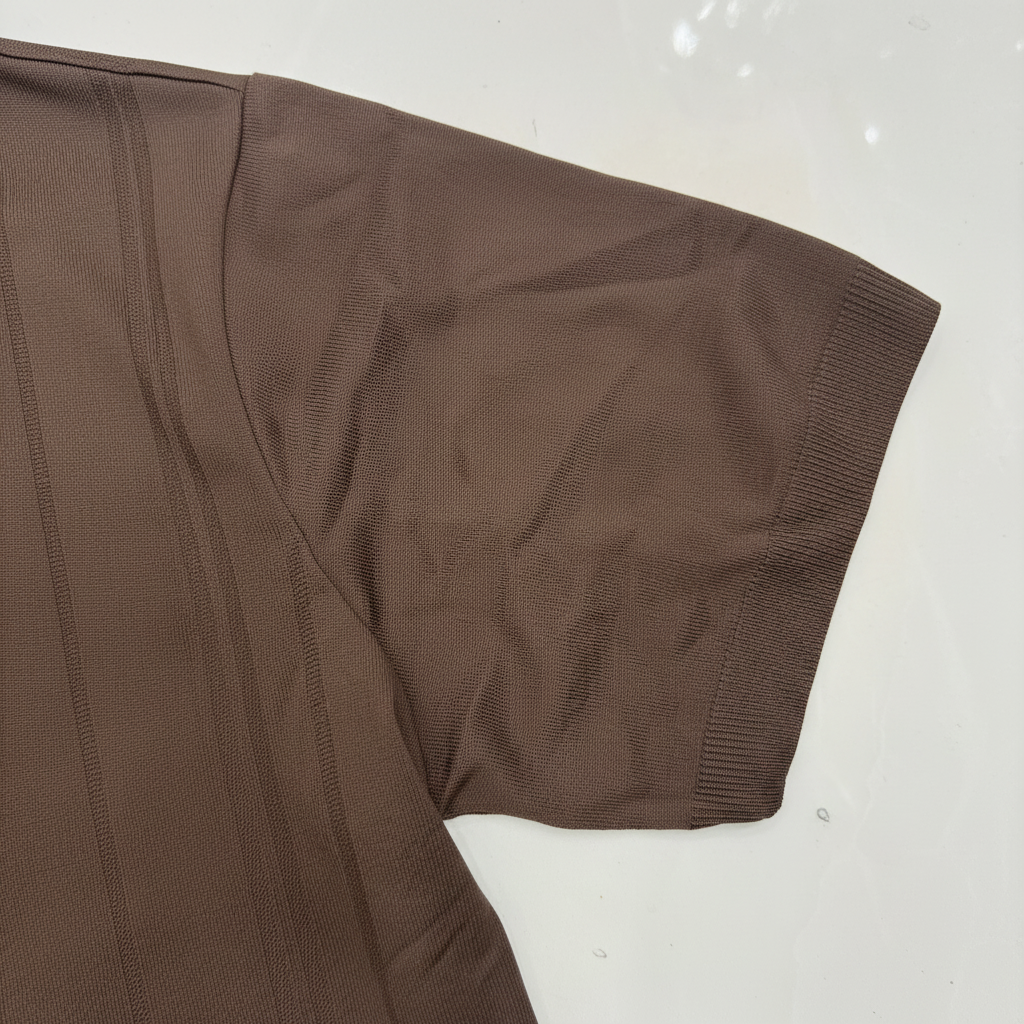 LOOK MAN Brown Ribbed Knit Polo Shirt
