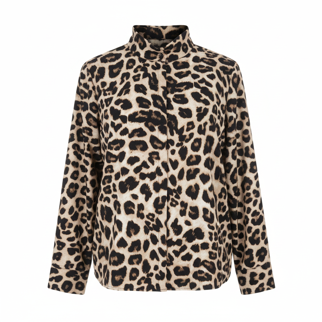 Women's Leopard Print Button-Down Shirt