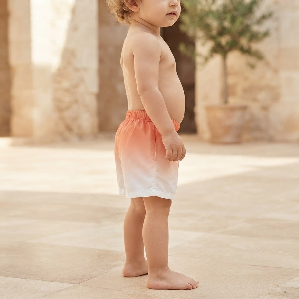 SHEIN Coral Ombré Toddler Pull-on Shorts with Elasticated Wa