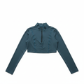 Women's Teal Half-Zip Cropped Performance Top