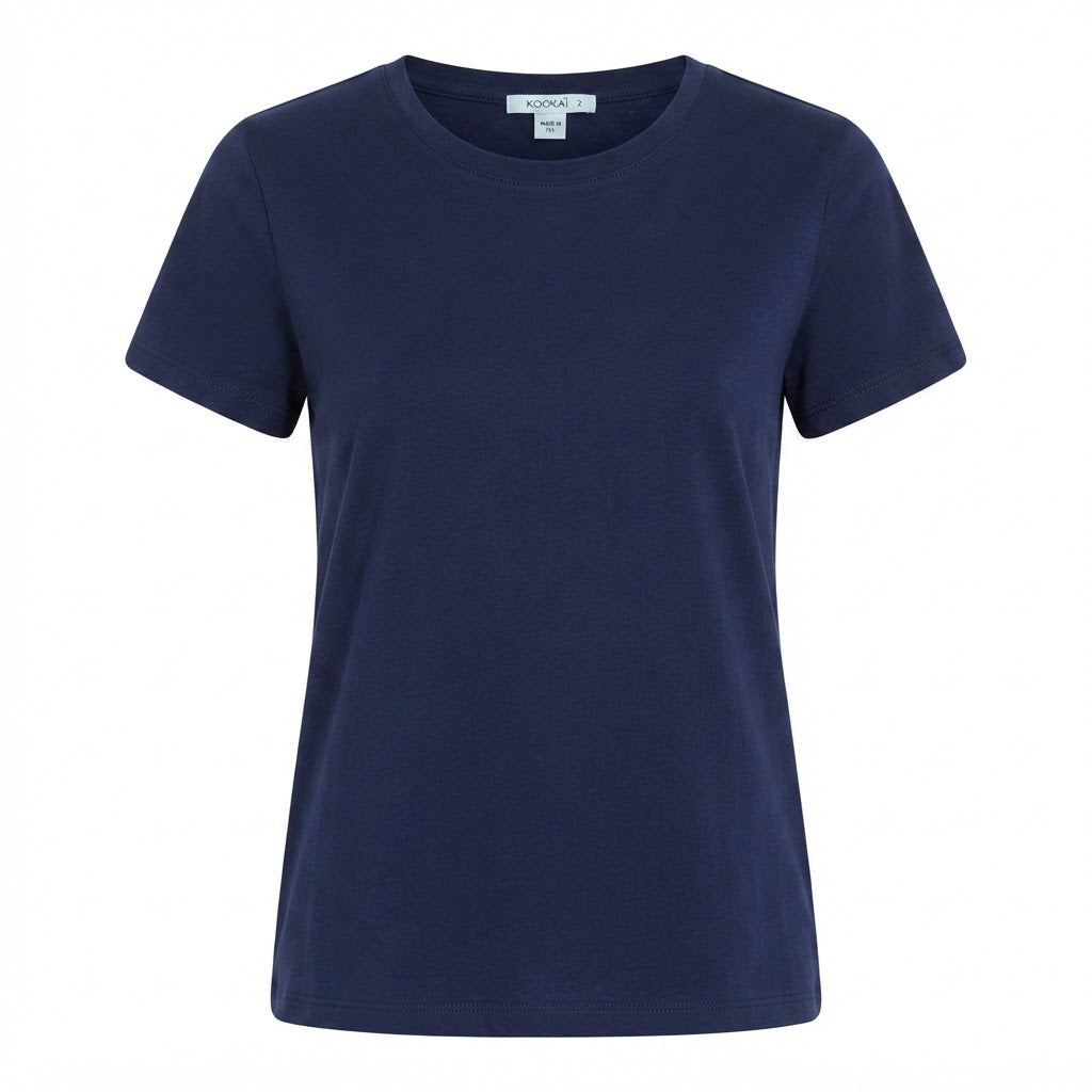 KOOKAÏ Navy Blue Short Sleeve Crew Neck Cotton Jersey T-Shir