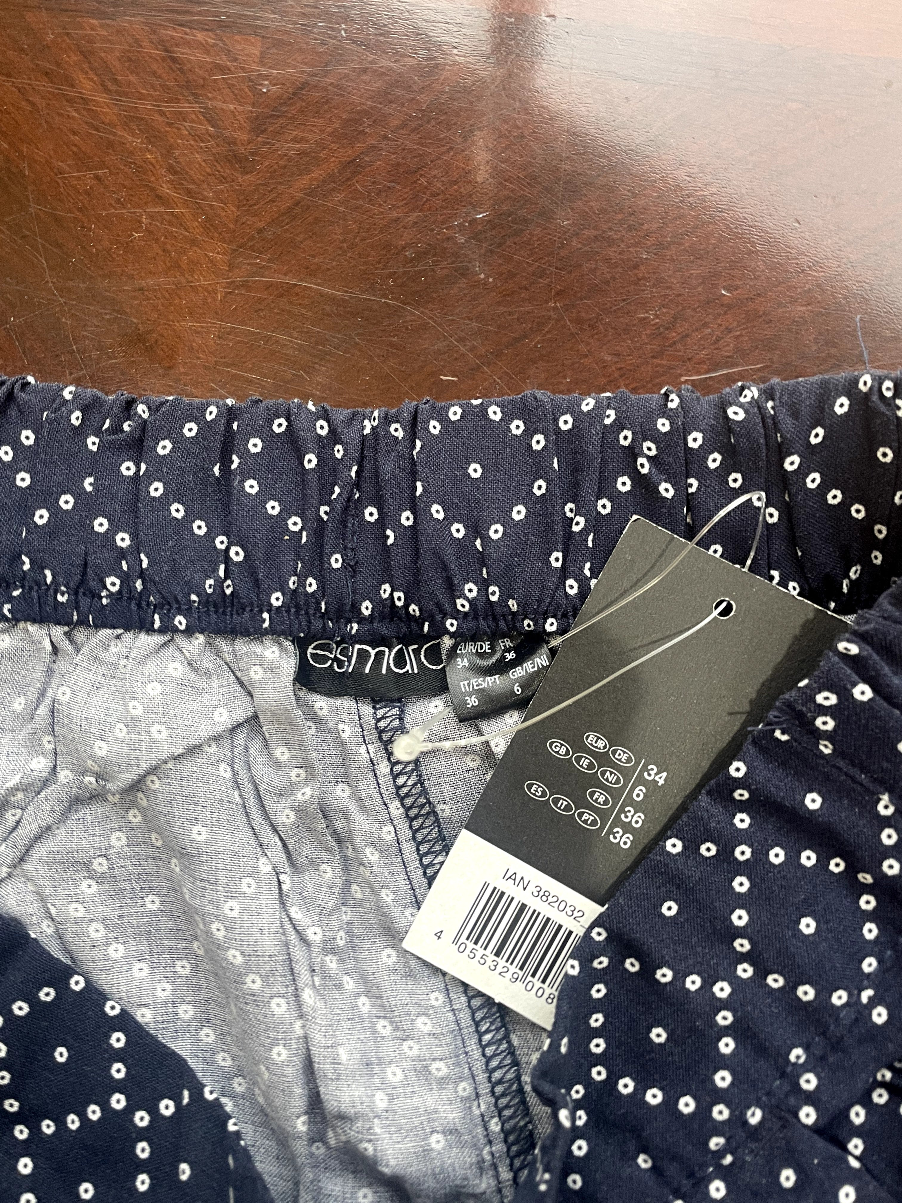 Navy Blue Polka Dot Relaxed High-Waist Shorts
