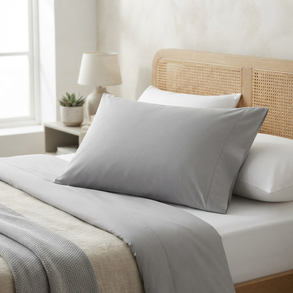 openook Light Grey 250 Thread Count Cotton Rich Pillowcase