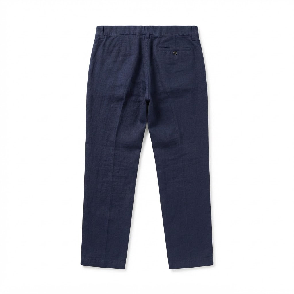 Women's Navy navy Linen Blend Straight Leg Trousers