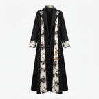 UNIQUE ABAYA Unique Abaya Black & Gold Floral Jacquard Open-