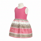 villalobos Kids Pink and Striped Sleeveless Fit-and-Flare Dr