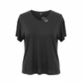 Women's Charcoal Black V-Neck Relaxed T-Shirt