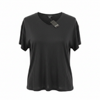 Women's Charcoal Black V-Neck Relaxed T-Shirt