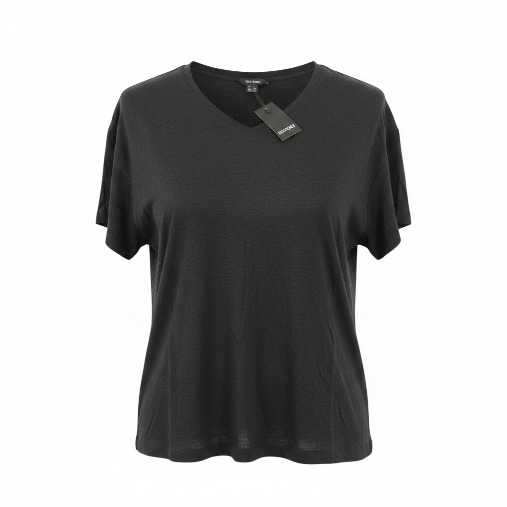 Women's Charcoal Black V-Neck Relaxed T-Shirt