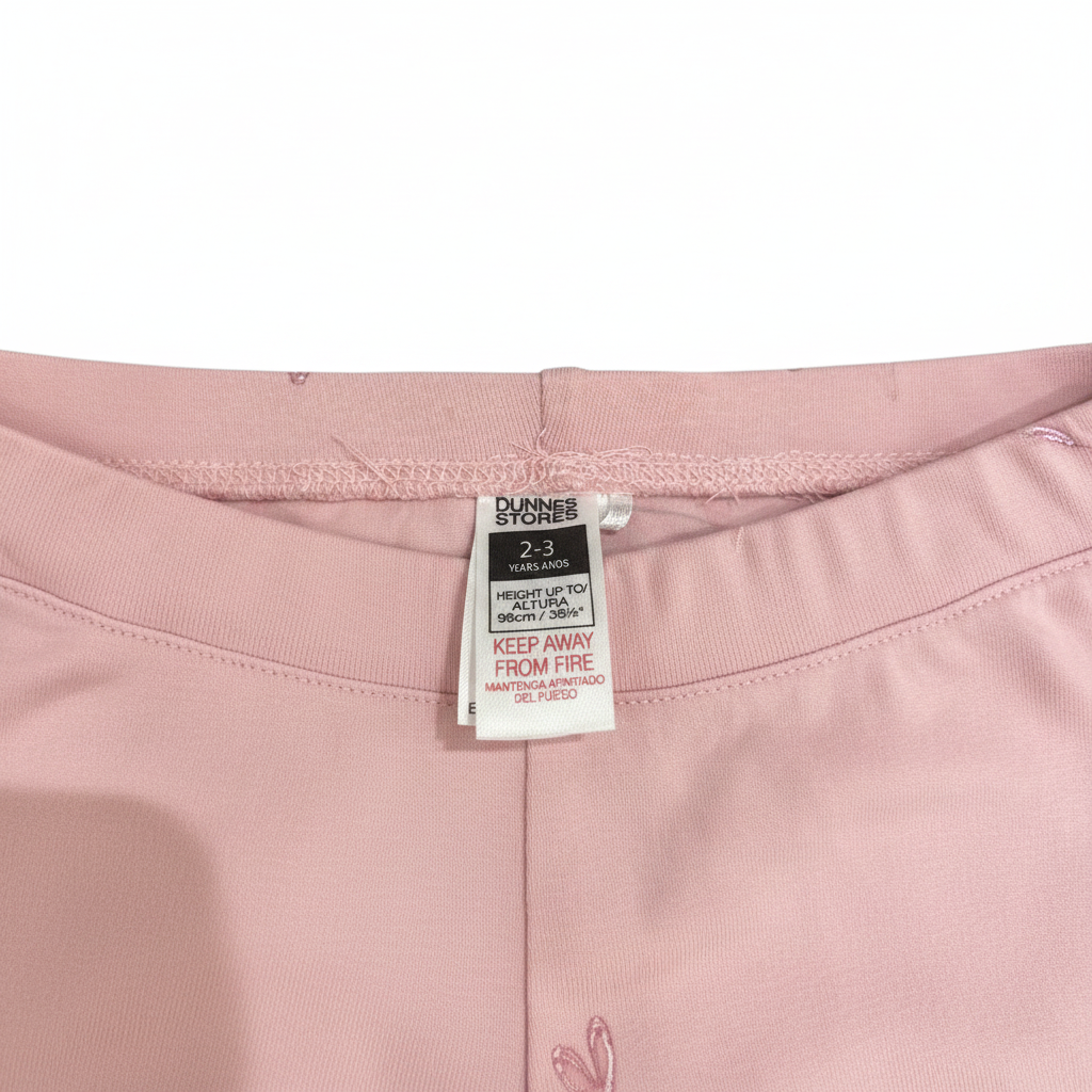DUNNES Kids' Pink Bunny Print Cotton Leggings