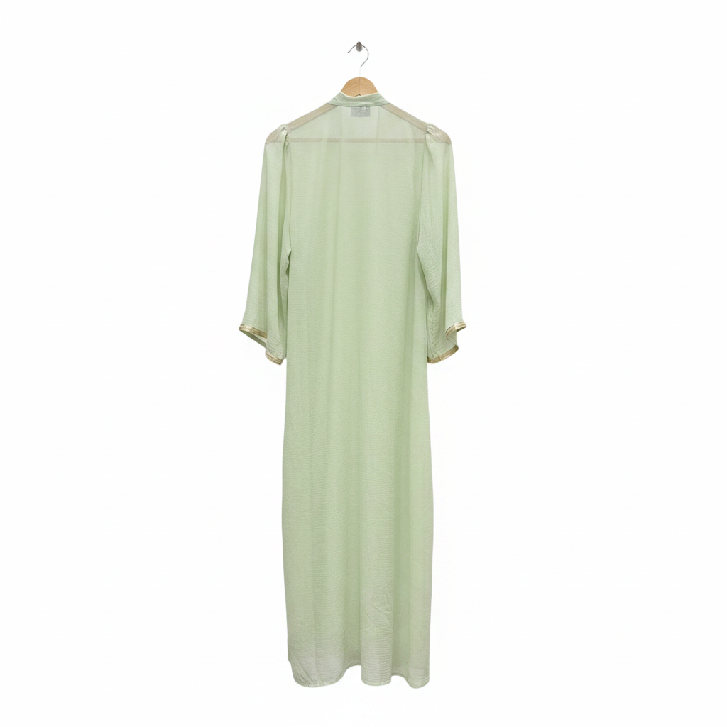 LNA AZEEM Women's Mint Green Sequin Embroidered Long Kimono