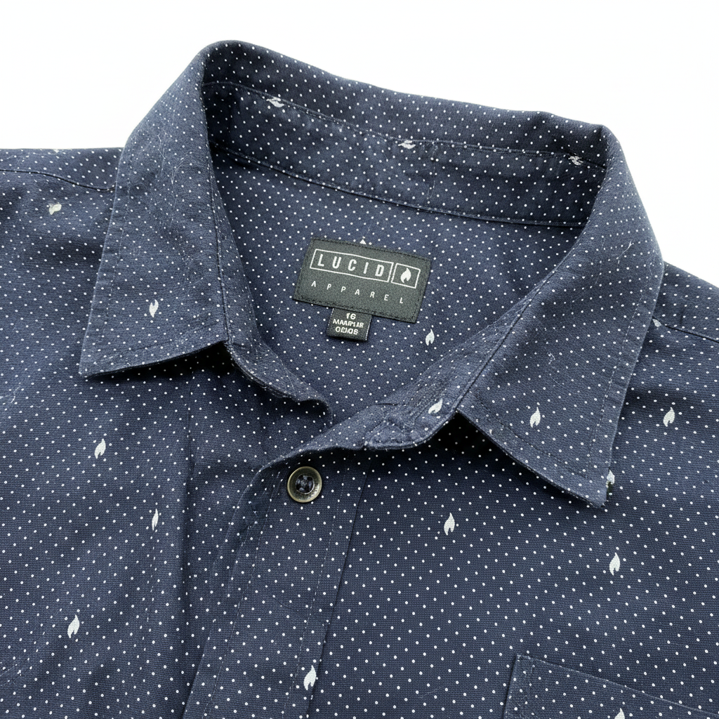 Lucid Apparel Boys Navy Polka Dot Short Sleeve Shirt