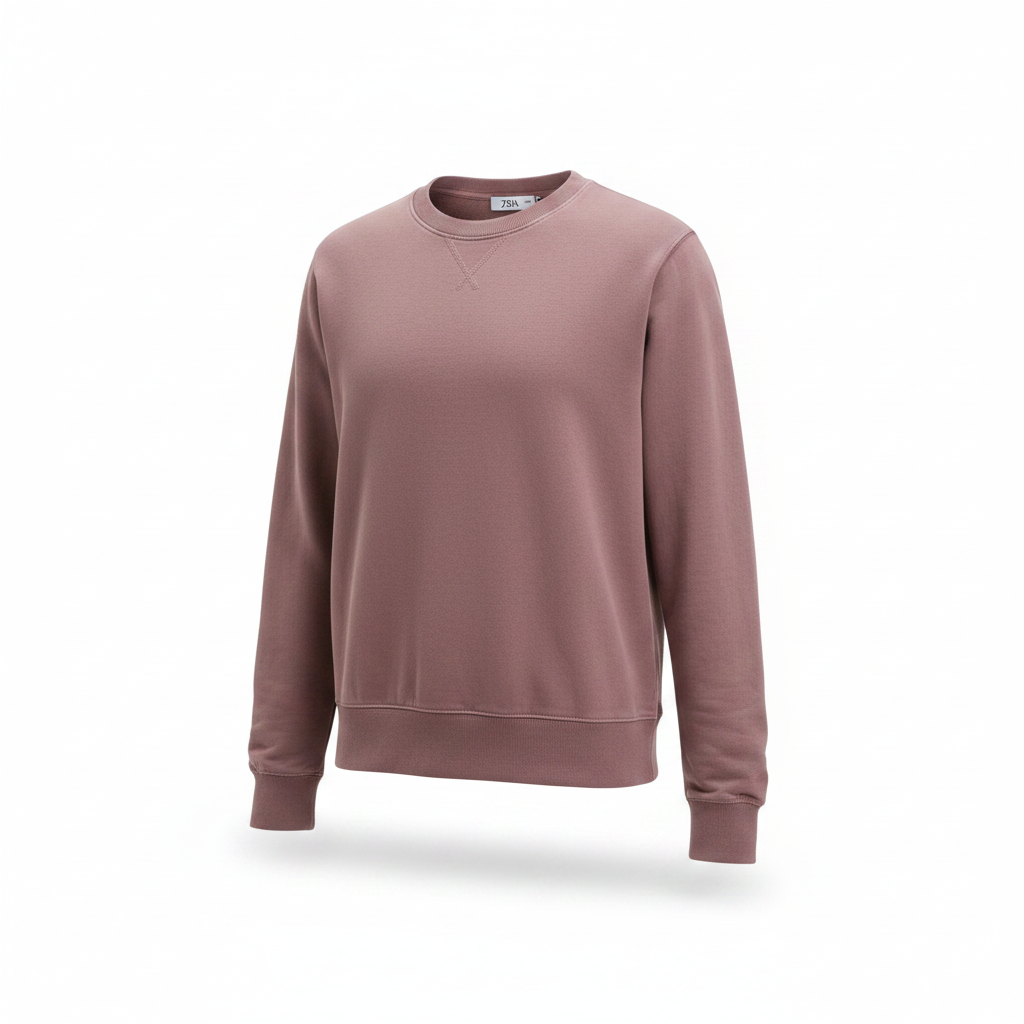 Unisex Mauve Crewneck Sweatshirt with V-Stitch Detail